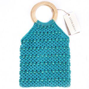 Antik Kraft Turquoise Beaded Handbag Clip in Strap New With Tags